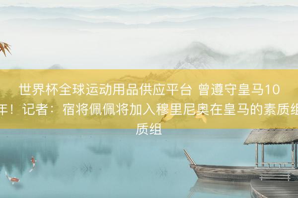 世界杯全球運動用品供應平臺 曾遵守皇馬10年！記者：宿將佩佩將加入穆里尼奧在皇馬的素質組