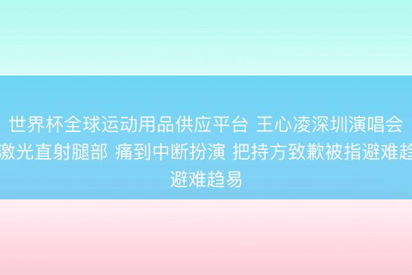 世界杯全球運(yùn)動(dòng)用品供應(yīng)平臺(tái) 王心凌深圳演唱會(huì)遭激光直射腿部 痛到中斷扮演 把持方致歉被指避難趨易