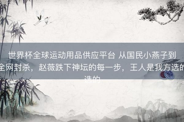 世界杯全球運(yùn)動(dòng)用品供應(yīng)平臺(tái) 從國民小燕子到全網(wǎng)封殺，趙薇跌下神壇的每一步，王人是我方選的