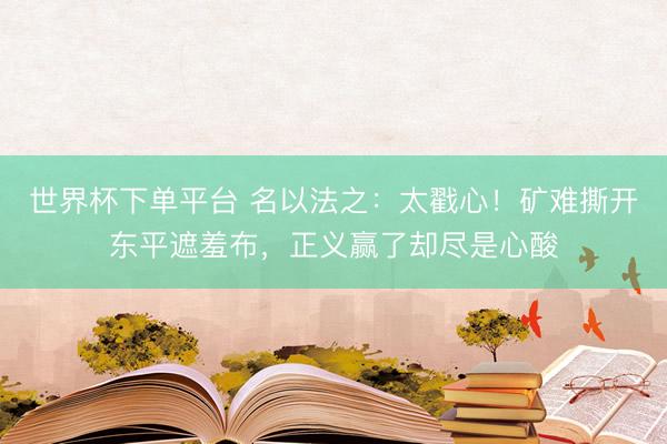 世界杯下單平臺 名以法之：太戳心！礦難撕開東平遮羞布，正義贏了卻盡是心酸
