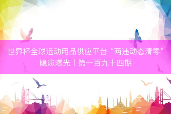 世界杯全球運動用品供應平臺 “兩違動態清零”隱患曝光丨第一百九十四期
